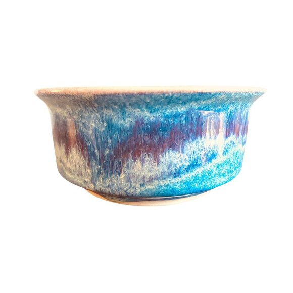 Clarksville Pottery Drip Glaze Bowl 6.5 Inch W Blue Signed Fuelau Stoneware - Picture 6 of 10